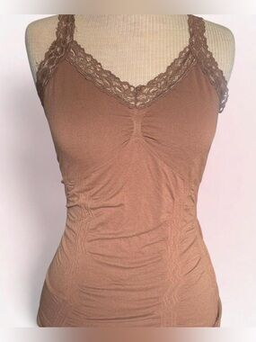 Fairycore Lace-Trim Brown Tank Top